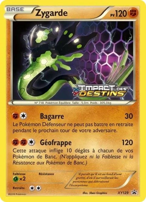 Carte Pokémon Zygarde XY129, extension Promo XY
