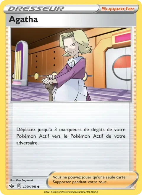 Carte Pokémon Agatha 129/198, extension Règne de Glace