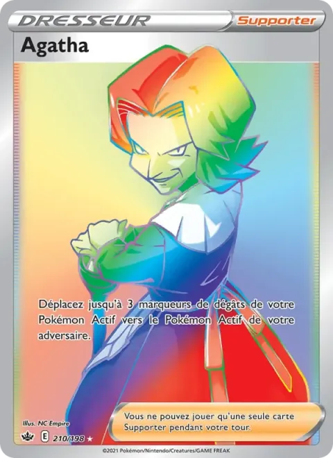 Carte Pokémon Agatha 210/198, extension Règne de Glace