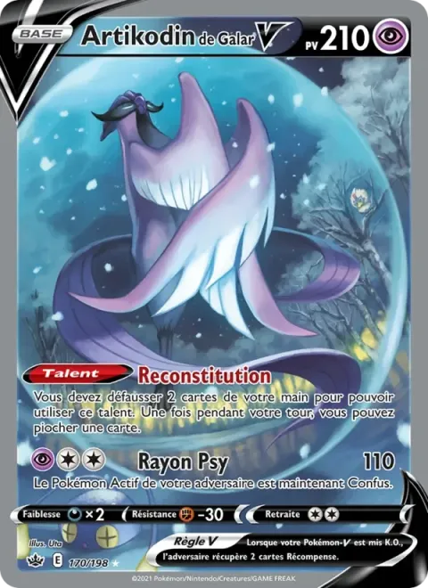 Carte Pokémon Artikodin de Galar V 170/198, extension Règne de Glace