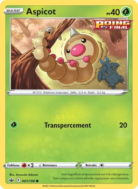 Carte Pokémon Aspicot 001/198, extension Règne de Glace