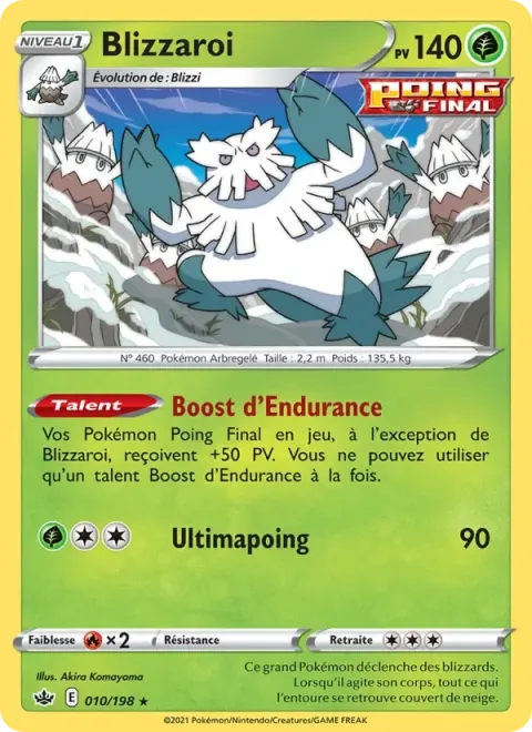 Carte Pokémon Blizzaroi 010/198, extension Règne de Glace