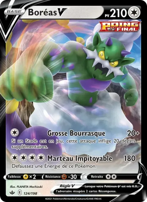 Carte Pokémon Boréas V 124/198, extension Règne de Glace