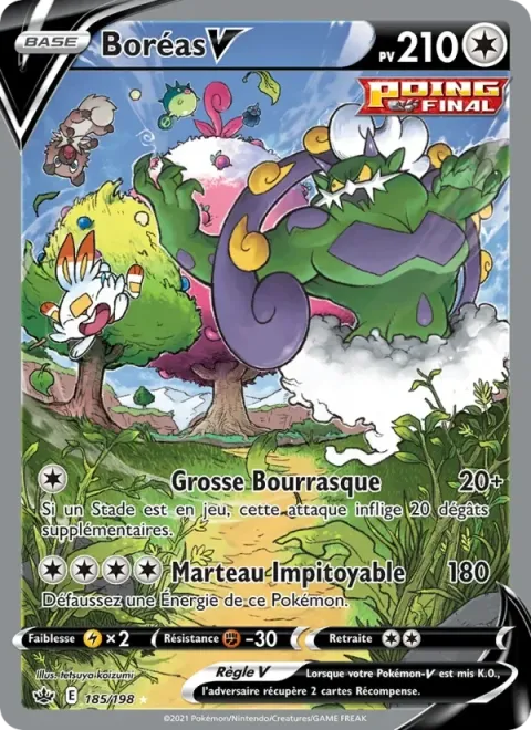 Carte Pokémon Boréas V 185/198, extension Règne de Glace