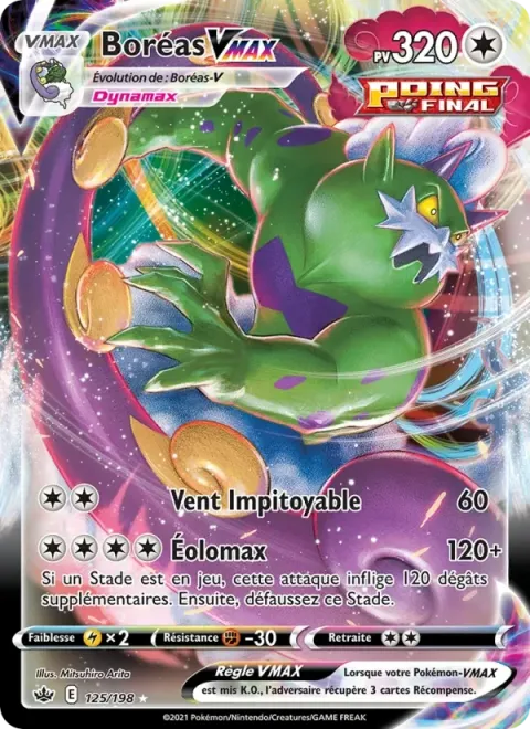 Carte Pokémon Boréas VMAX 125/198, extension Règne de Glace