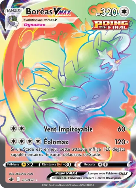 Carte Pokémon Boréas VMAX 209/198, extension Règne de Glace