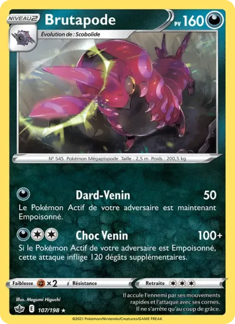 Carte Pokémon Brutapode 107/198, extension Règne de Glace