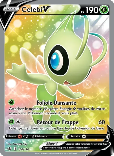 Carte Pokémon Celebi V 160/198, extension Règne de Glace