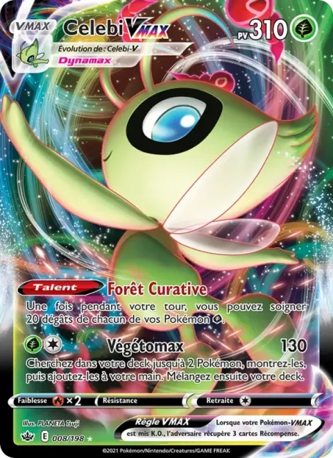 Carte Pokémon Celebi VMAX 008/198, extension Règne de Glace