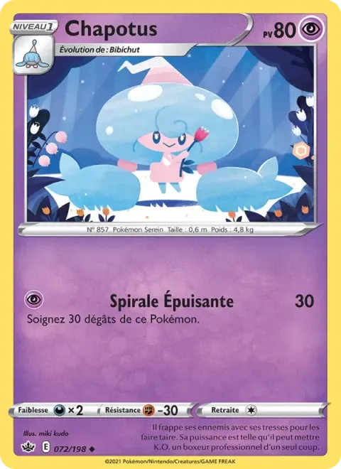 Carte Pokémon Chapotus 072/198, extension Règne de Glace