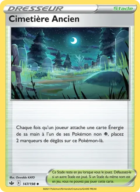 Carte Pokémon Cimetière Ancien 147/198, extension Règne de Glace