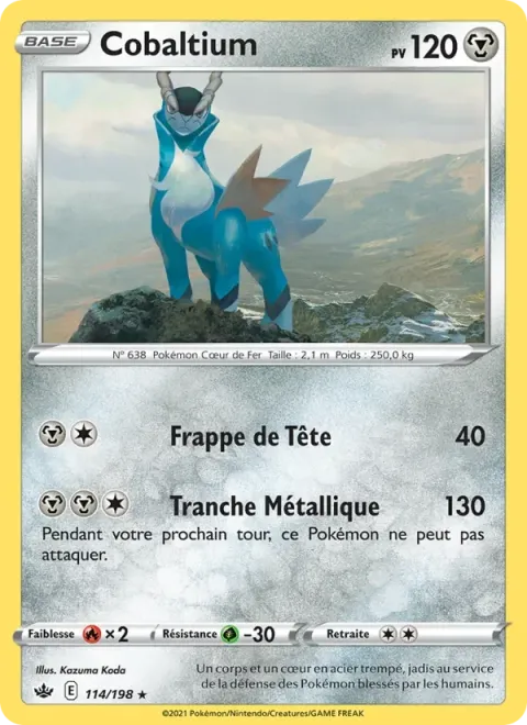 Carte Pokémon Cobaltium 114/198, extension Règne de Glace