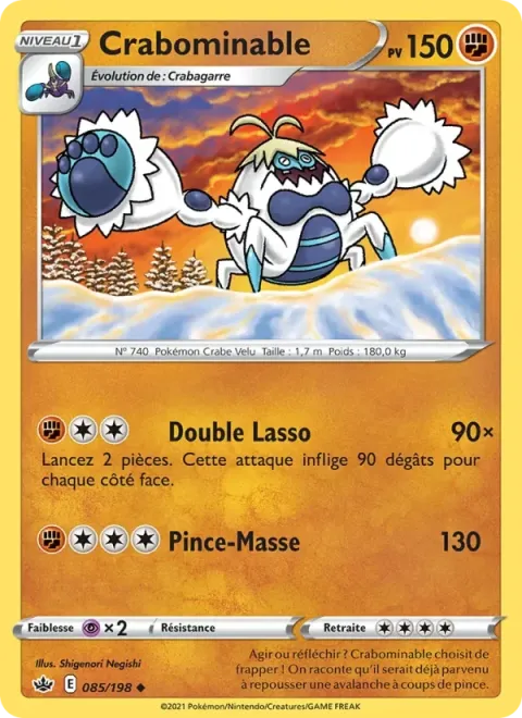 Carte Pokémon Crabominable 085/198, extension Règne de Glace