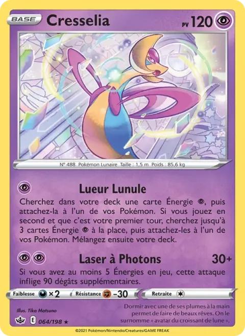 Carte Pokémon Cresselia 064/198, extension Règne de Glace
