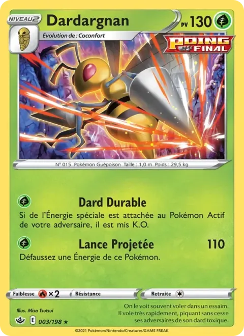 Carte Pokémon Dardargnan 003/198, extension Règne de Glace
