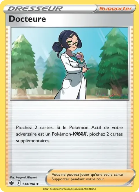 Carte Pokémon Docteure 134/198, extension Règne de Glace