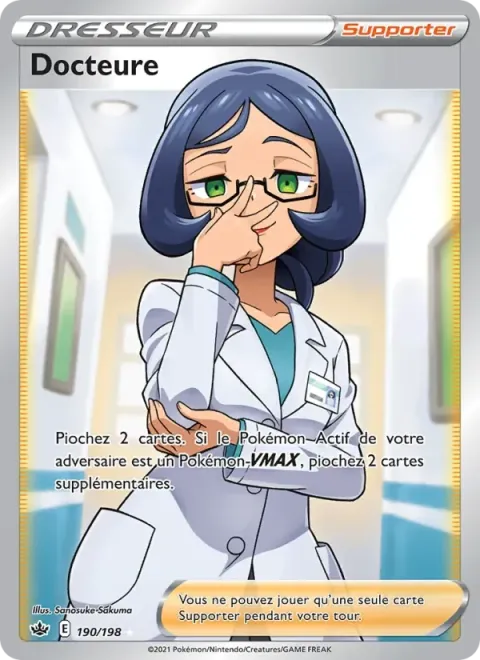 Carte Pokémon Docteure 190/198, extension Règne de Glace