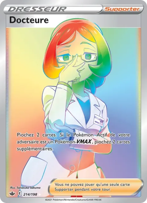 Carte Pokémon Docteure 214/198, extension Règne de Glace