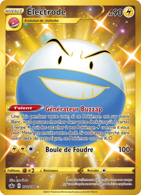 Carte Pokémon Électrode 222/198, extension Règne de Glace