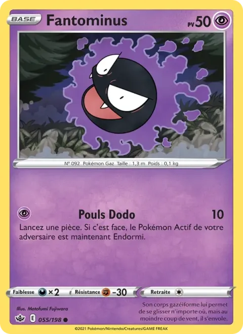 Carte Pokémon Fantominus 055/198, extension Règne de Glace