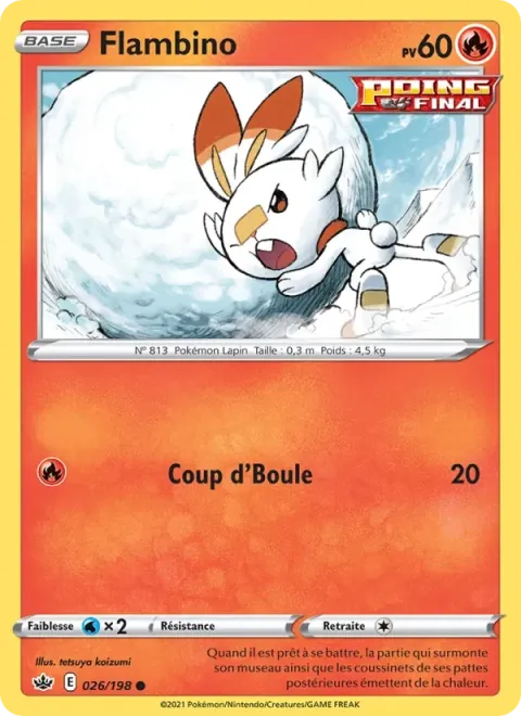 Carte Pokémon Flambino 026/198, extension Règne de Glace