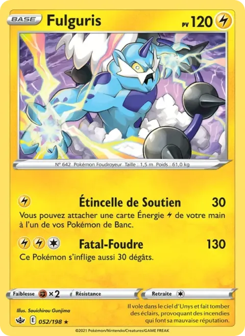 Carte Pokémon Fulguris 052/198, extension Règne de Glace