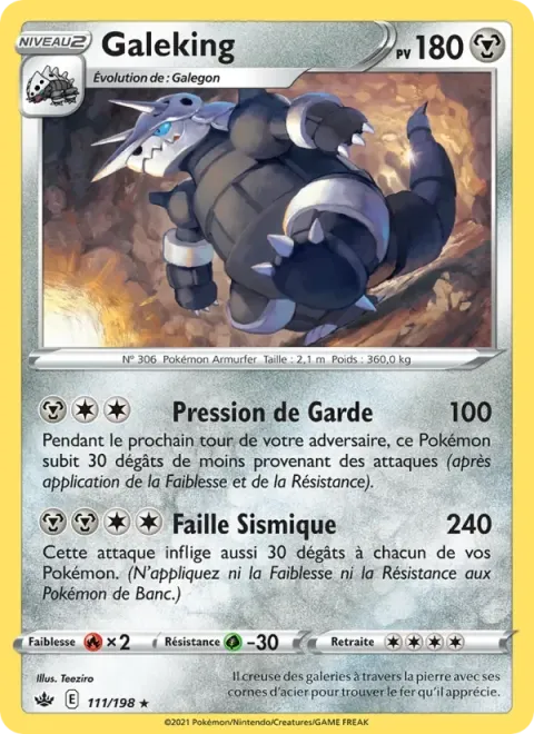 Carte Pokémon Galeking 111/198, extension Règne de Glace