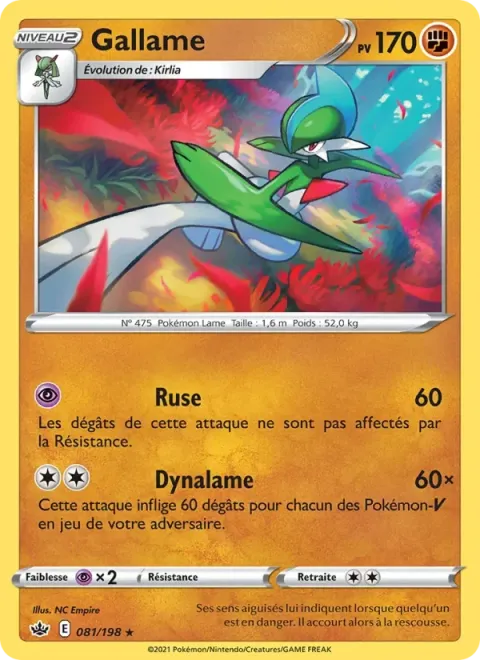 Carte Pokémon Gallame 081/198, extension Règne de Glace