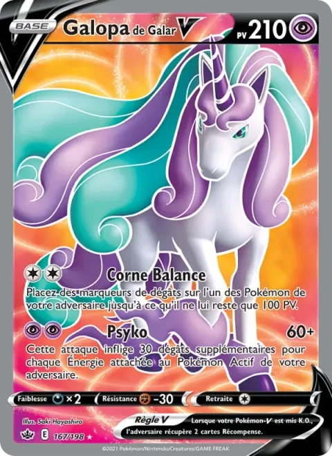 Carte Pokémon Galopa de Galar V 167/198, extension Règne de Glace