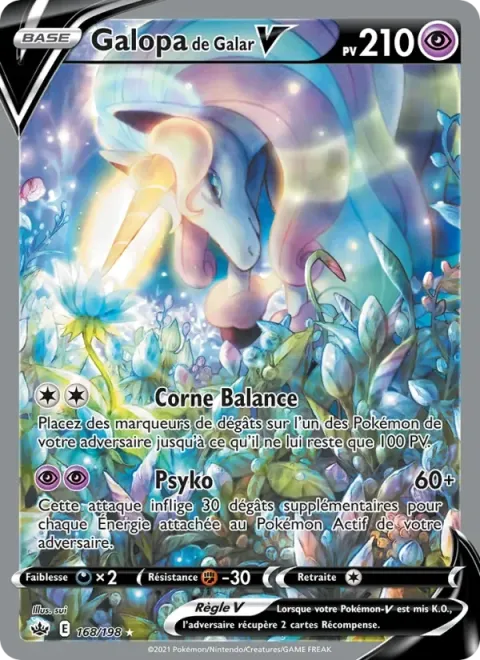 Carte Pokémon Galopa de Galar V 168/198, extension Règne de Glace