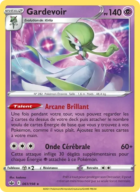 Carte Pokémon Gardevoir 061/198, extension Règne de Glace