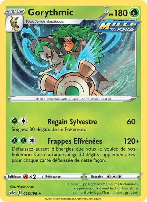 Carte Pokémon Gorythmic 018/198, extension Règne de Glace