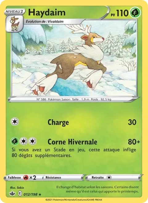 Carte Pokémon Haydaim 012/198, extension Règne de Glace