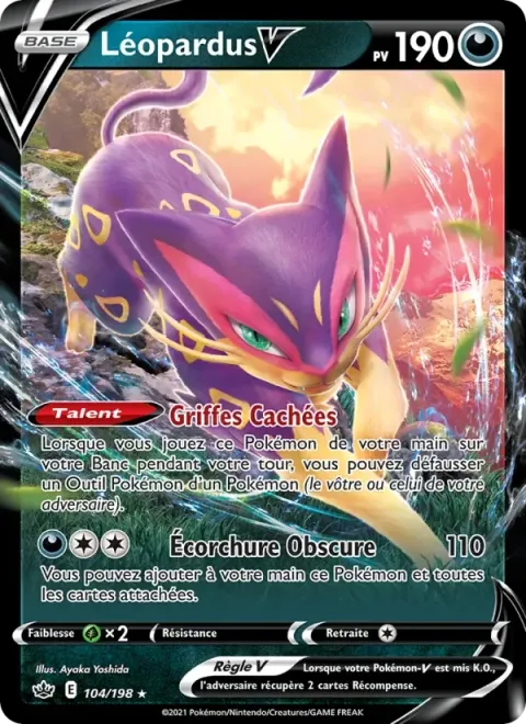 Carte Pokémon Léopardus V 104/198, extension Règne de Glace