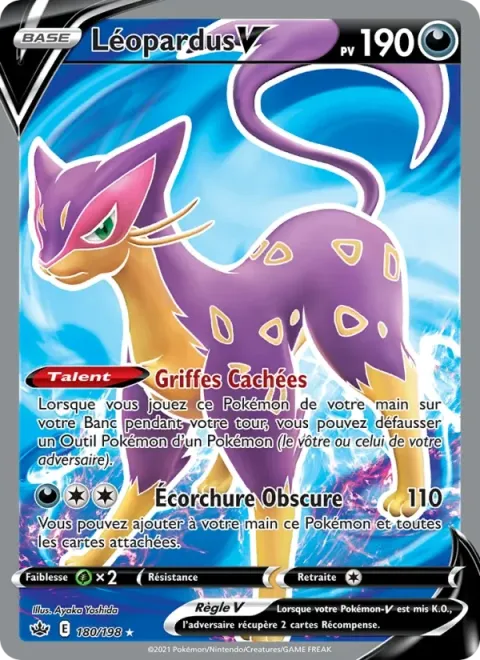 Carte Pokémon Léopardus V 180/198, extension Règne de Glace