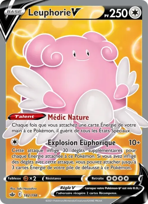 Carte Pokémon Leuphorie V 182/198, extension Règne de Glace