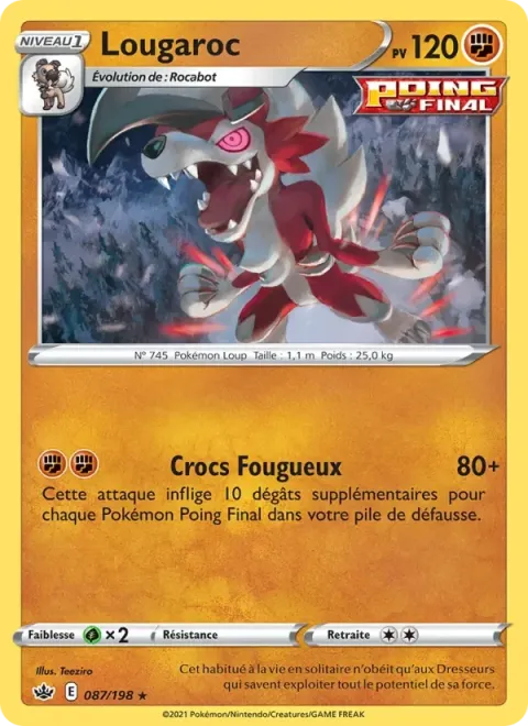 Carte Pokémon Lougaroc 087/198, extension Règne de Glace