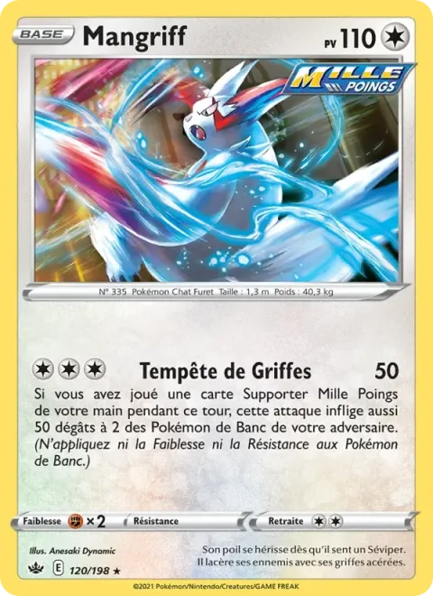 Carte Pokémon Mangriff 120/198, extension Règne de Glace