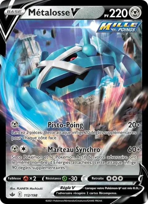 Carte Pokémon Métalosse V 112/198, extension Règne de Glace