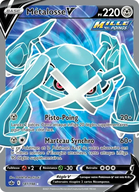 Carte Pokémon Métalosse V 181/198, extension Règne de Glace