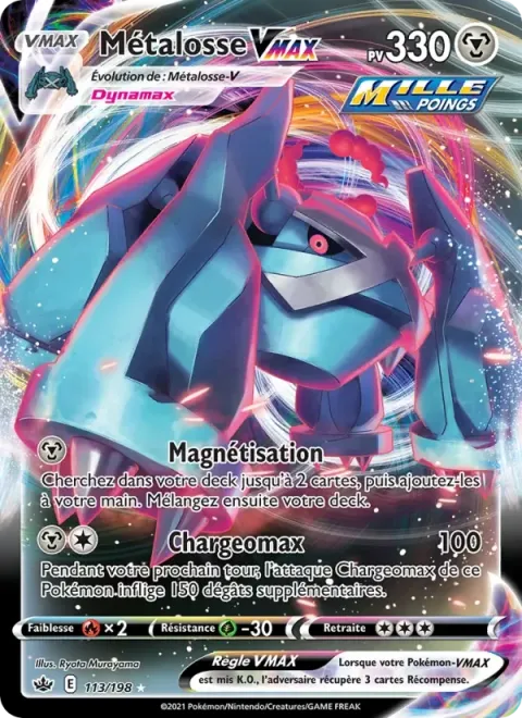 Carte Pokémon Métalosse VMAX 113/198, extension Règne de Glace