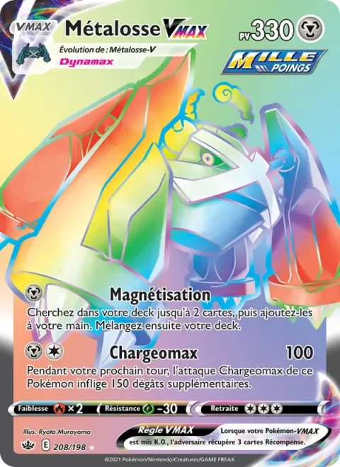Carte Pokémon Métalosse VMAX 208/198, extension Règne de Glace