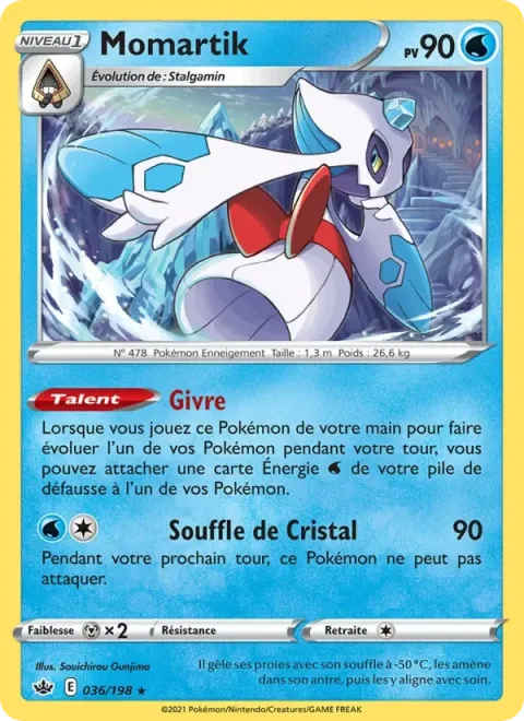 Carte Pokémon Momartik 036/198, extension Règne de Glace