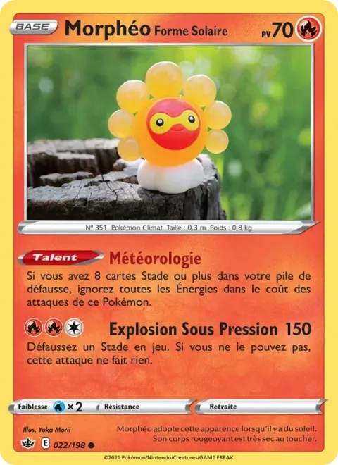 Carte Pokémon Morphéo Forme Solaire 022/198, extension Règne de Glace