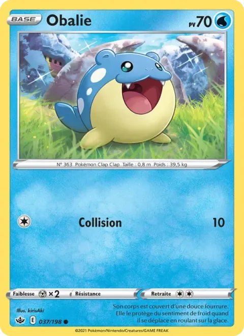 Carte Pokémon Obalie 037/198, extension Règne de Glace