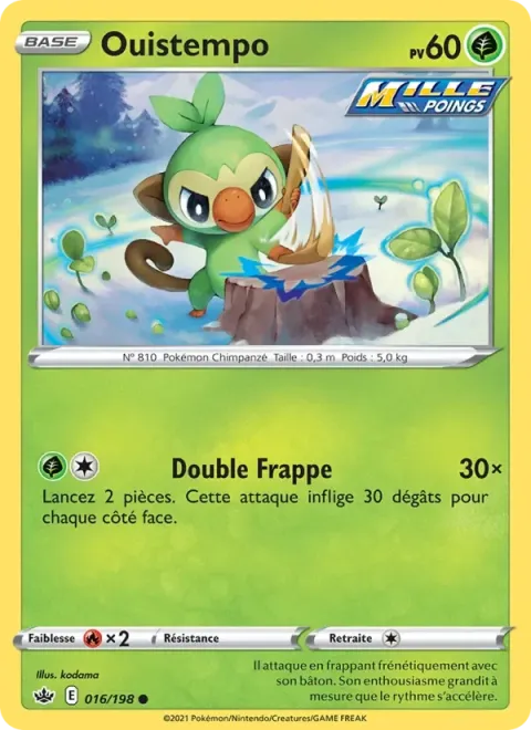 Carte Pokémon Ouistempo 016/198, extension Règne de Glace