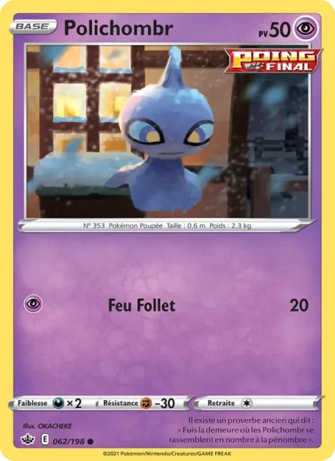 Carte Pokémon Polichombr 062/198, extension Règne de Glace