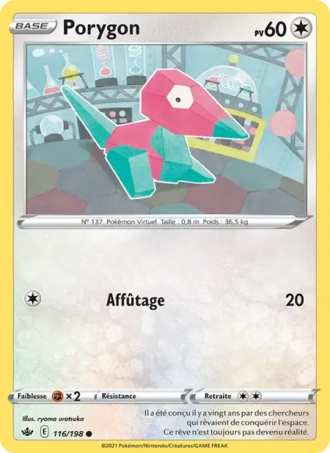 Carte Pokémon Porygon 116/198, extension Règne de Glace