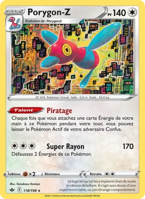 Carte Pokémon Porygon-Z 118/198, extension Règne de Glace