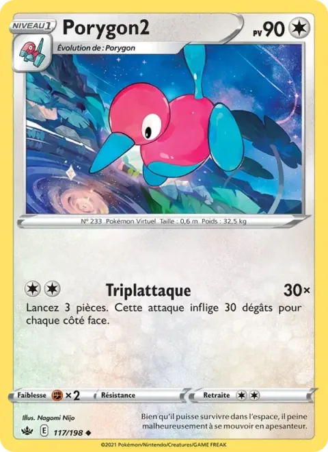 Carte Pokémon Porygon2 117/198, extension Règne de Glace